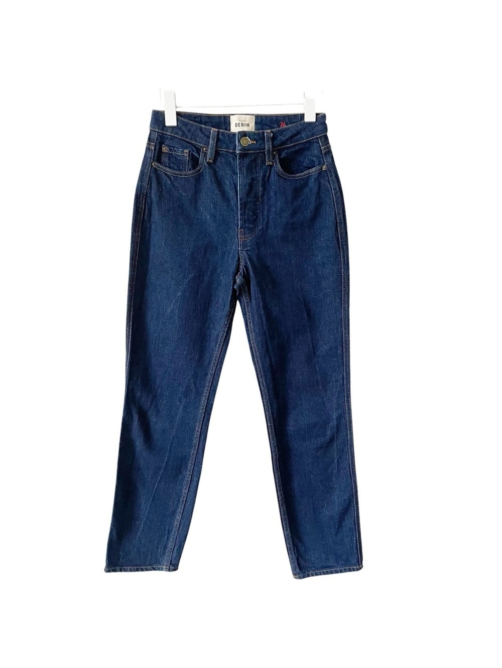 Sezane Brut Sexy Indigo Denim Jeans Straight Leg Ankle Size 34 / 24 Minimalist